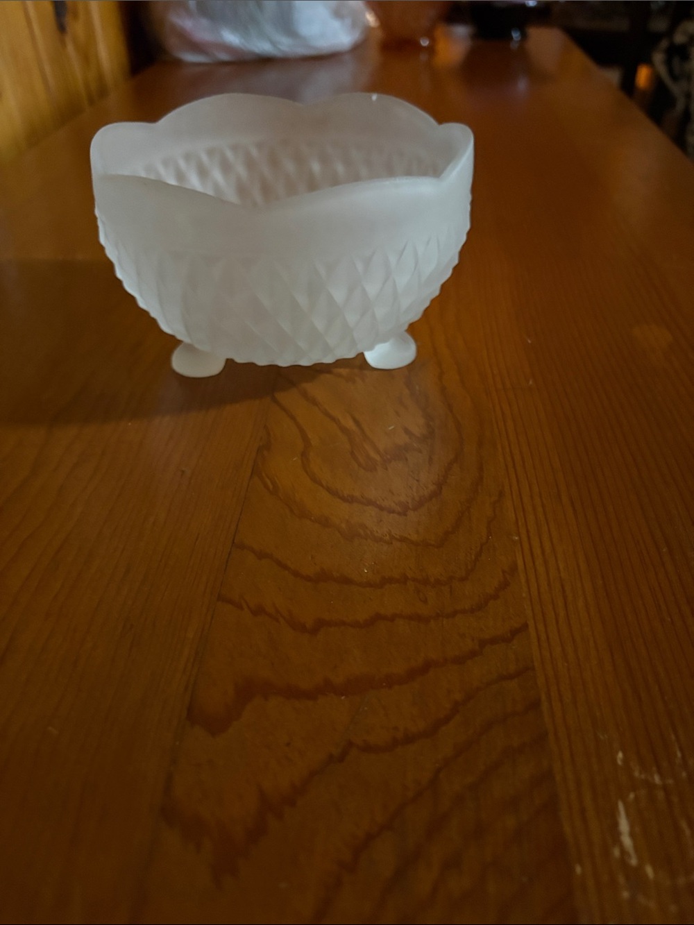 Source Unknown Frosted White Glass Footed Bowl